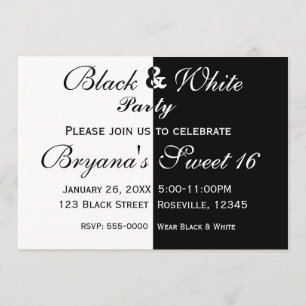 Invitación de cumpleaños de mitad y mitad en negro