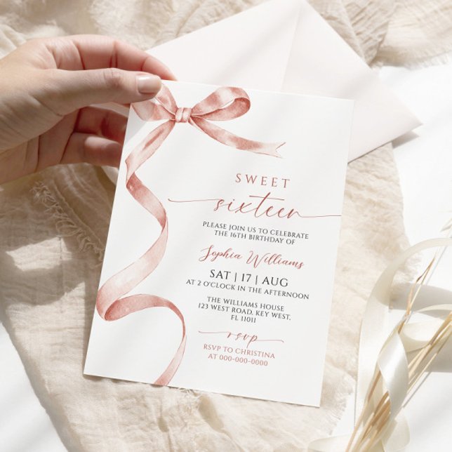 Invitación de cumpleaños de Mocha Bow Sweet 16 (Subido por el creador)