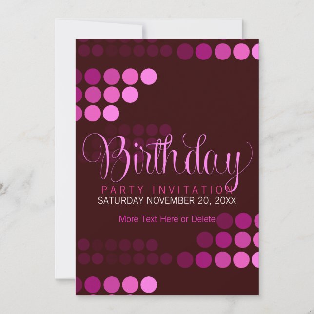 Invitación de cumpleaños de moda funky rosa (5x7) (Anverso)
