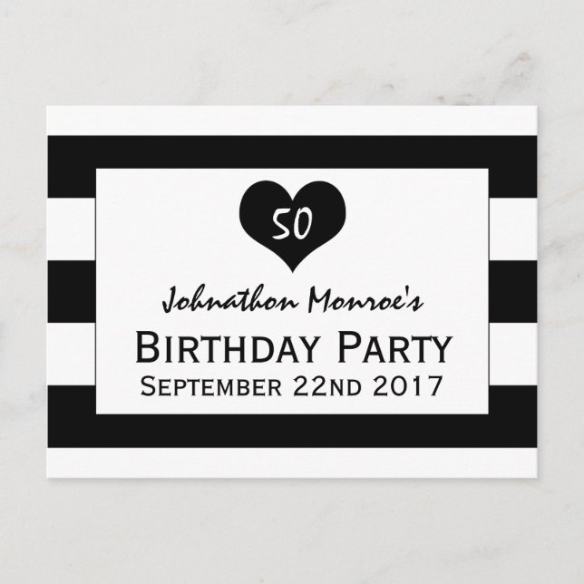 Invitación de cumpleaños de Moda moderna en blanco (Anverso)
