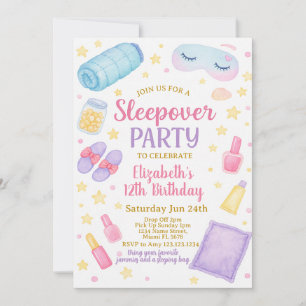 Invitación de cumpleaños de moda Sleepover