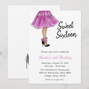 Invitación de cumpleaños de moda Sweet Sixteen