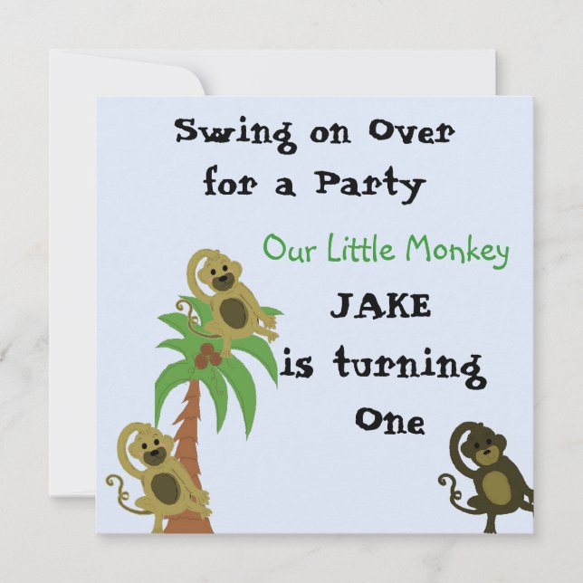 Invitación de cumpleaños de Mono Pequeño (Anverso)