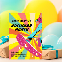 Invitación de cumpleaños de monopatín retro