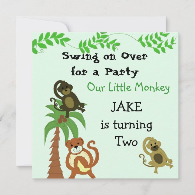 Invitación de cumpleaños de monos saltarines (Anverso)