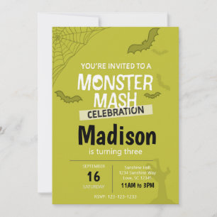 Invitación de cumpleaños de Monster Mash Halloween