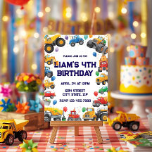 Invitación de cumpleaños de Monster Truck acuarela