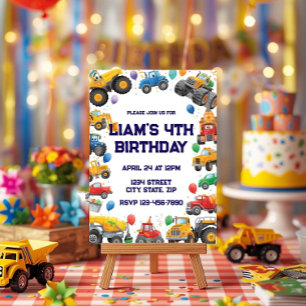Invitación de cumpleaños de Monster Truck acuarela