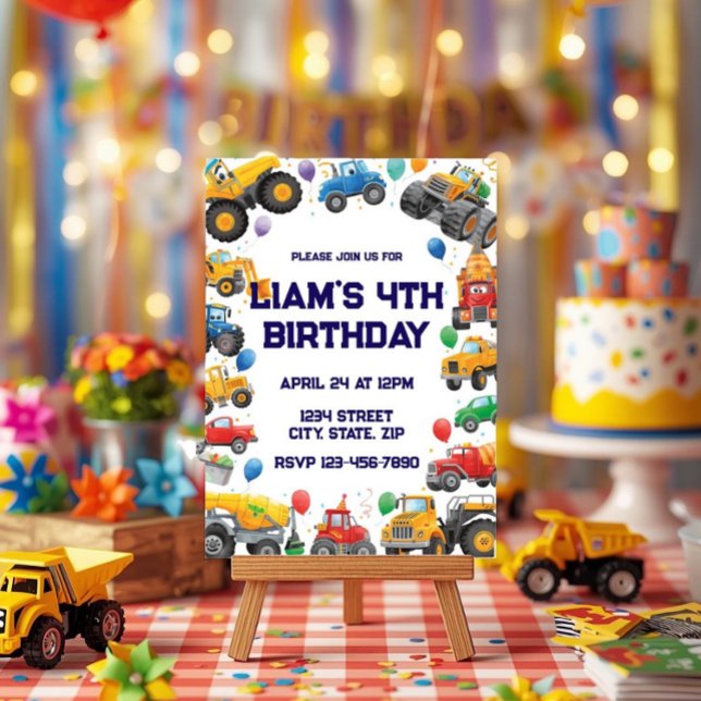 Invitación de cumpleaños de Monster Truck acuarela (Subido por el creador)