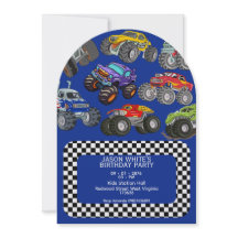 Invitación de cumpleaños de Monster Truck Boys 