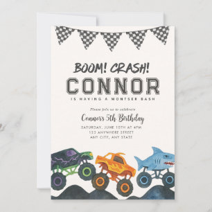 Invitación de cumpleaños de Monster Truck de CUALQ
