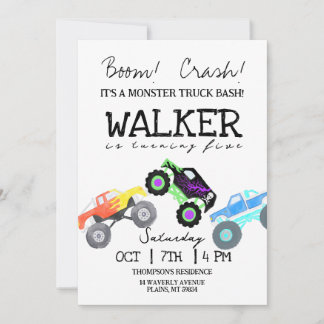Invitación de cumpleaños de Monster Truck Kid