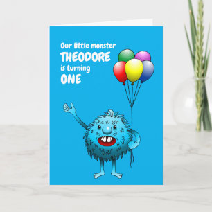 Invitación de cumpleaños de monstruo azul lindo es