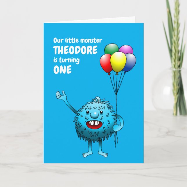 Invitación de cumpleaños de monstruo azul lindo es (Anverso)