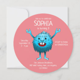 Invitación de cumpleaños de monstruo lindo y espon