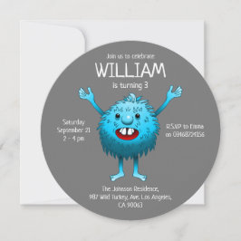 Invitación de cumpleaños de monstruo lindo y espon
