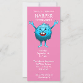 Invitación de cumpleaños de monstruo lindo y espon