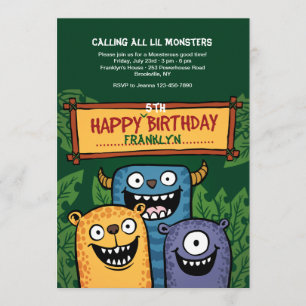 Invitación de Cumpleaños de Monstruos