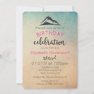 Invitación de cumpleaños de montaña con rayos de s