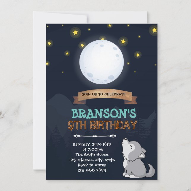 Invitación de cumpleaños de Moon Wolf (Anverso)