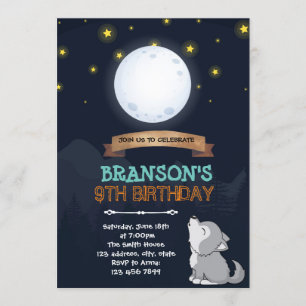 Invitación de cumpleaños de Moon Wolf