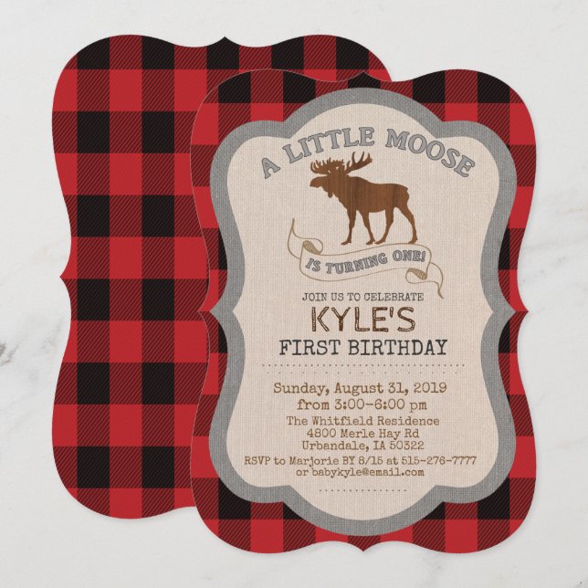 Invitación de cumpleaños de Moose Boy (Anverso / Reverso)