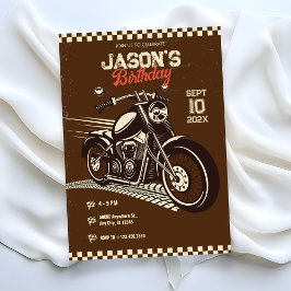 Invitación de cumpleaños de motociclismo vintage c