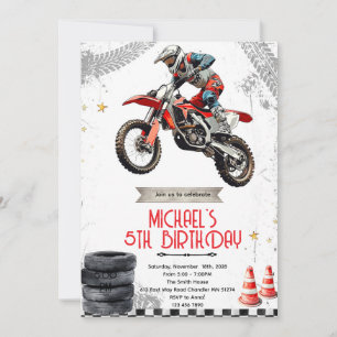 invitación de cumpleaños de motocross de bicicleta