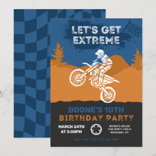 Invitación de cumpleaños de Motocross   Invitación