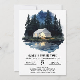 Invitación de cumpleaños de Mountain Campfire Camp