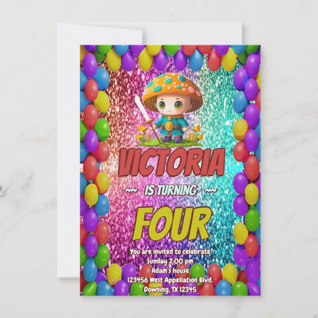 Invitación de cumpleaños de Mushroom Guardian para (Anverso)