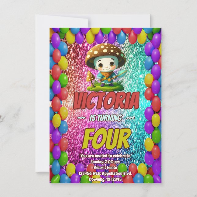Invitación de cumpleaños de Mushroom Guardian para (Anverso)