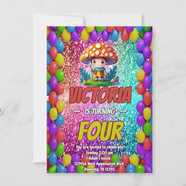 Invitación de cumpleaños de Mushroom Guardian para (Anverso)