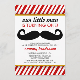 Invitación de cumpleaños de Mustache Boy