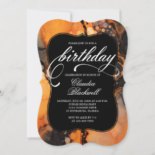 Invitación de cumpleaños de naranja Black Hallowee