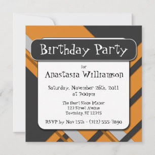 Invitación de cumpleaños de Naranja moderno semito