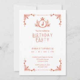 Invitación de cumpleaños de naranja y otoño blanco