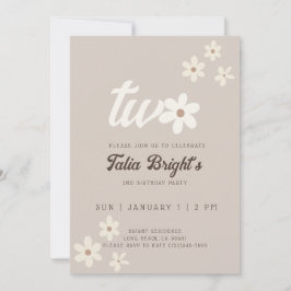 Invitación de cumpleaños de Natural Daisy Boho
