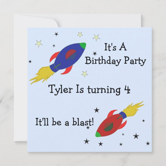Invitación de cumpleaños de nave espacial (Anverso)