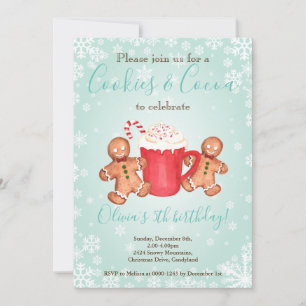 invitación de cumpleaños de Navidad con galletas y