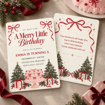 Invitación de cumpleaños de Navidad con lazo de pa