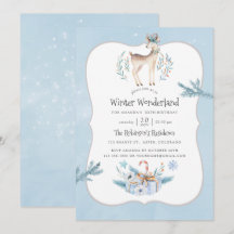 Invitación de cumpleaños de Navidad de invierno co