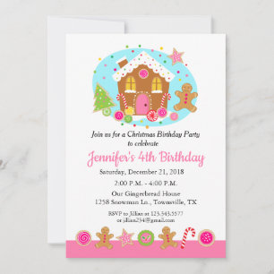 Invitación de cumpleaños de Navidad de pan de jeng