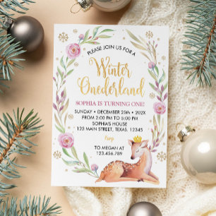 Invitación de cumpleaños de Navidad de Winter Oned
