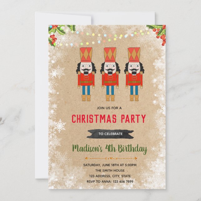 invitación de cumpleaños de Navidad del Cascanuece (Anverso)