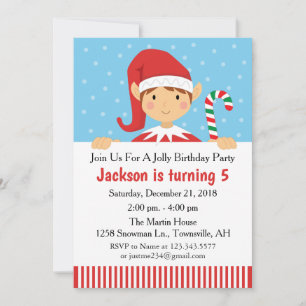 Invitación de cumpleaños de Navidad del duende
