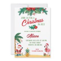 Invitación de cumpleaños de Navidad en julio