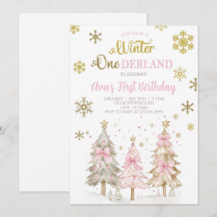 Invitación de cumpleaños de Navidad para niña Wint