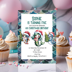 Invitación de cumpleaños de Navidad para niños Mer