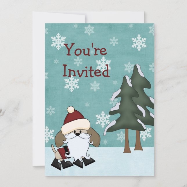 Invitación de cumpleaños de Navidades de perro de  (Anverso)